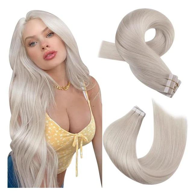 Extensiones de Cabello Natural Moresoo 10 Pulgadas Rubio Blanco 20 Piezas