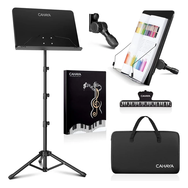Cahaya erhöhter Notenständer 80-170 cm höhenverstellbar | Tischständer 2-in-1 | Wasserdichte Tragetasche