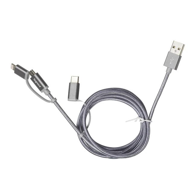 Cordon USB TypeA vers Micro USB, USB-C et Lightning - Grande performance et résistance - Charge rapide - Certification MFi Apple