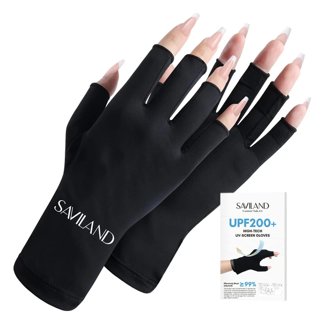 Saviland UV Gloves for Gel Nails - UPF200, High-Tech UV Protection, Anti-UV/AUB, Skin Care, Fingerless Gloves