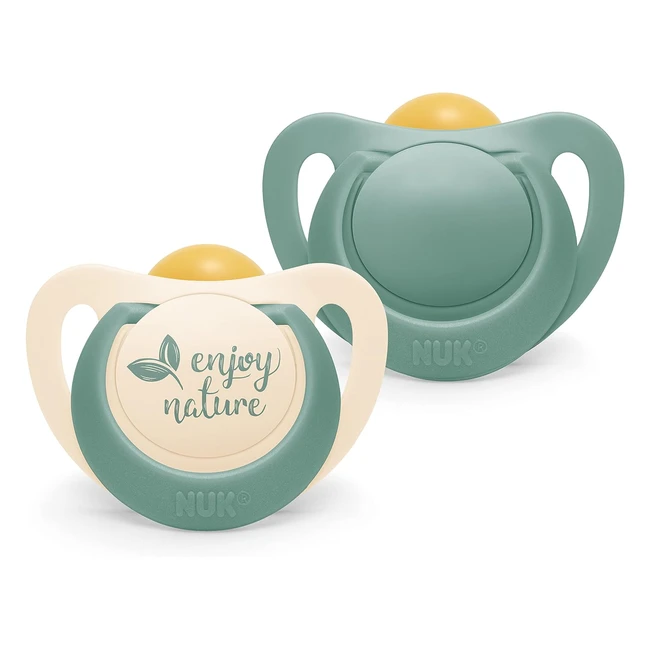NUK for Nature Baby Dummy - Sustainable Rubber Soothers - Eucalyptus Green - 2 Count