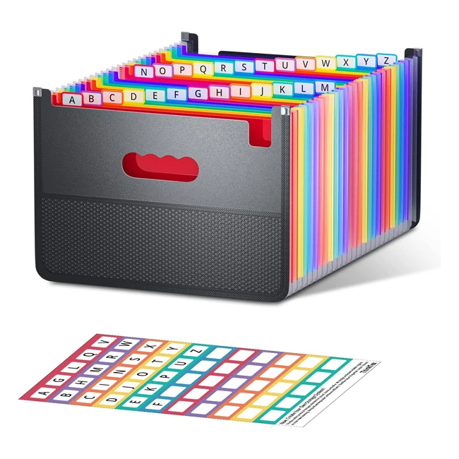 Thinktex 26 Pockets Expanding File Folder Upright Open Top AZ Colorful Tabs