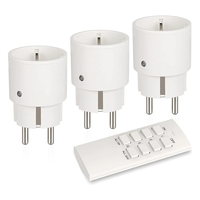 Enchufes inalámbricos inteligentes 2300W con mando a distancia - Set de 3 enchufes de radio