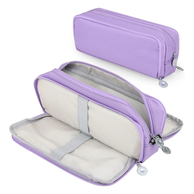 Trousse Scolaire Coolzon - Grande Capacité - Étui à Crayons Multifonctions - Pour Garçons et Filles - Sac de Papeterie - Stylos Violet