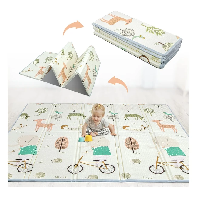 Tapis d'éveil bébé Uanlauo 180x200x15cm - Mousse douce et imperméable