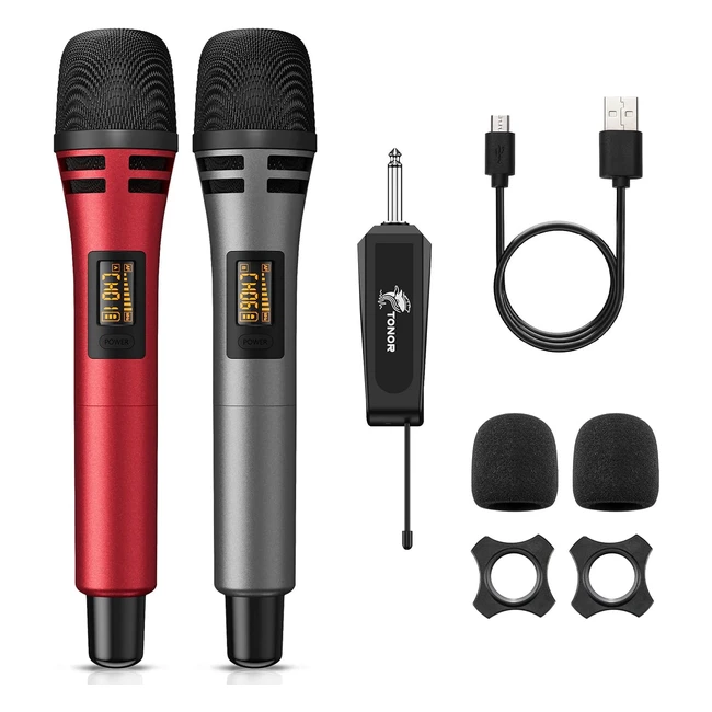 Tonor Wireless Microphone Set - UHF Cordless Handheld Mic for Karaoke DJ Weddi