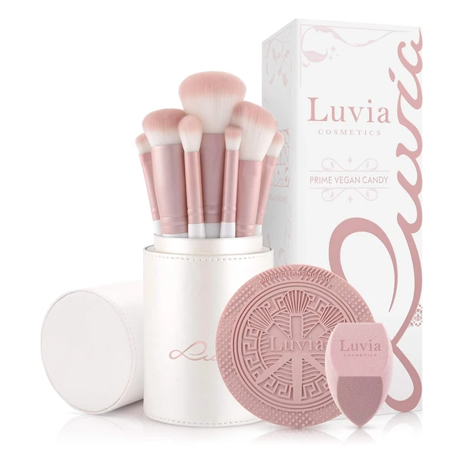 Luvia Cosmetics Prime Vegan Pro - Set 7 Pennelli Trucco con Contenitore - Rosa Madreperla