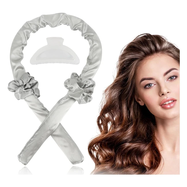 Ribbon Hair Curler Yumcute - Arricciacapelli senza calore - Set per capelli lunghi - Nastro riccio in seta - Grigio