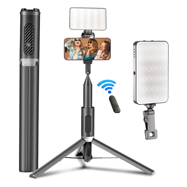 Portable Selfie Stick with Fill Light - Peyou 60 153cm Extendable Antishake Self