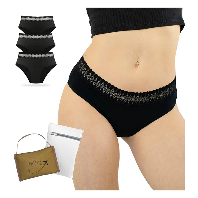 Lot 3 Culottes Menstruelles Coton Absorbantes 4 Couches - Protection Hygiénique Lavable