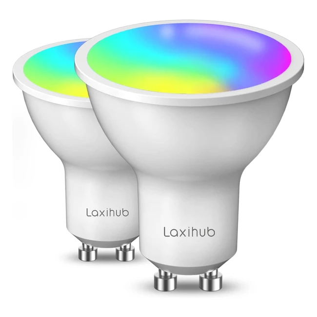 Laxihub Smart Lamp - Lampadina Intelligente GU10 LED Dimmerabile Cambia Colore - Alexa, Google - Ref: 2PC