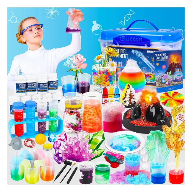 100 Experiments Science Kits for Kids Age 4-10 | STEM Educational Toys | Bouncy Ball, Volcano, Chemistry Set | Learning Activities