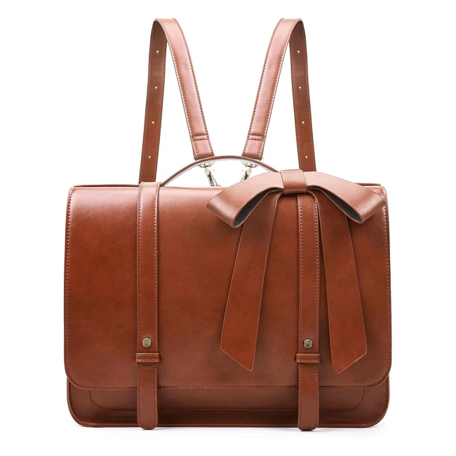 Ecosusi Mochila Satchel de Piel PU para Mujer - Bolsa Portátil 14