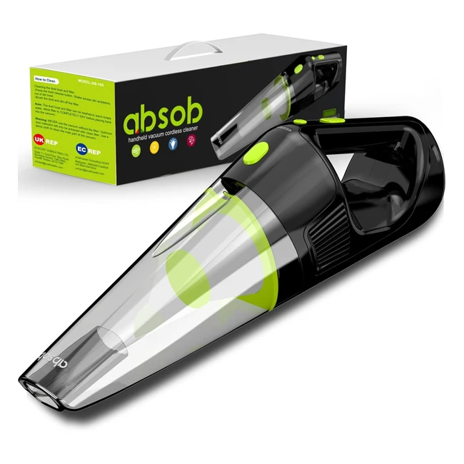 Absob Handheld Vacuum Cordless Car Vacuum - High Power, Rechargeable, LED Light