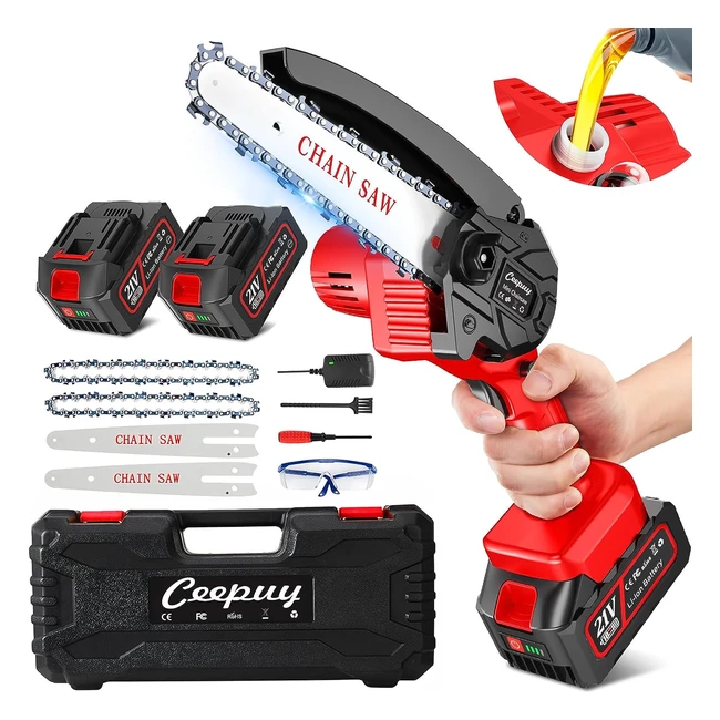 Mini Tronçonneuse à Batterie 6000mAh 6 Pouces 800W - Portable et Ergonomique