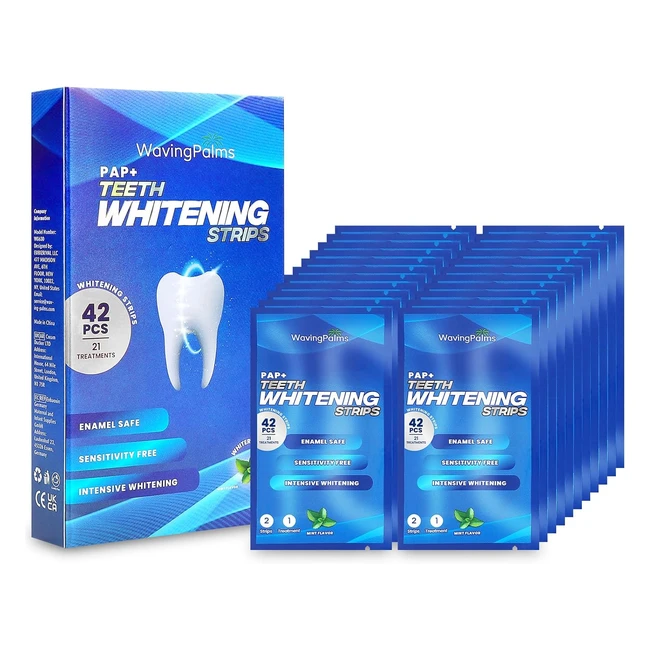Waving Palms Teeth Whitening Strips - Professional  Safe Whitener - Upgraded Se
