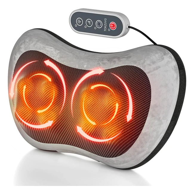 Shiatsu Back Neck Massager Pillow with Remote Control Heat  8 Nodes  3 Speeds 
