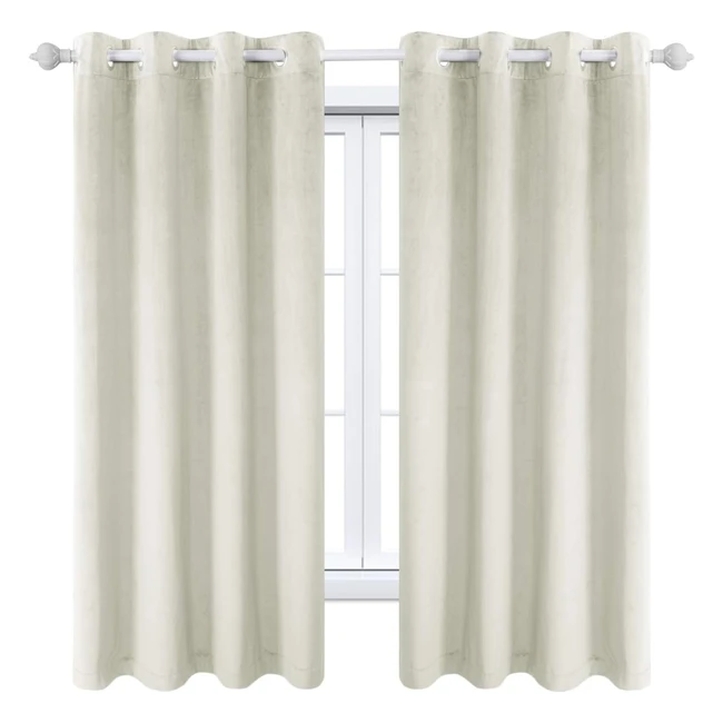 Maxijin Rideaux Occultants Velours Doux Isolation Thermique - Chambre Salon - 2 Panneaux - Beige