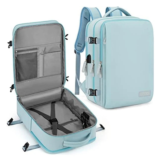 Bagodi Travel Laptop Backpack 15.6 Inch - Flight Approved Carry On Backpack - Waterproof - Large 40L - Hiking Backpack Daypack