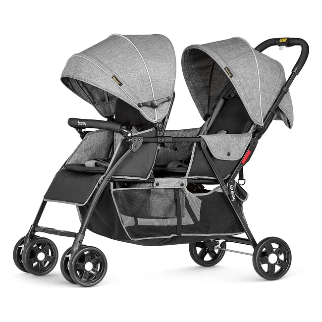 Poussette double légère Besrey avec sièges réglables, roues amortisseurs et housse de pluie