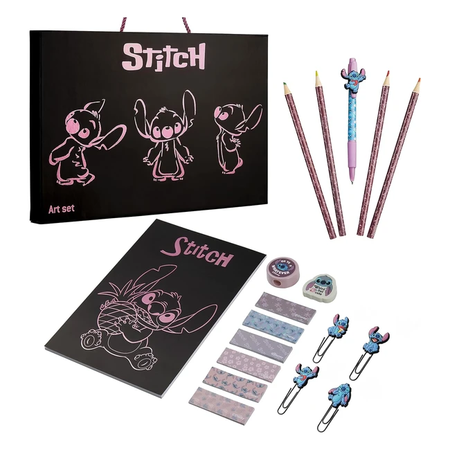 Kit de fournitures scolaires Disney Lilo et Stitch - Carnet, Stylo, Coffret Papeterie - Idée cadeau