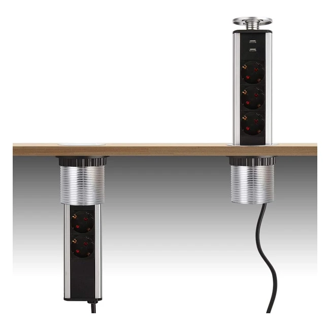 Bloc prise encastrable Logtronik, norme européenne, 3 prises + 2 USB, diamètre 80mm