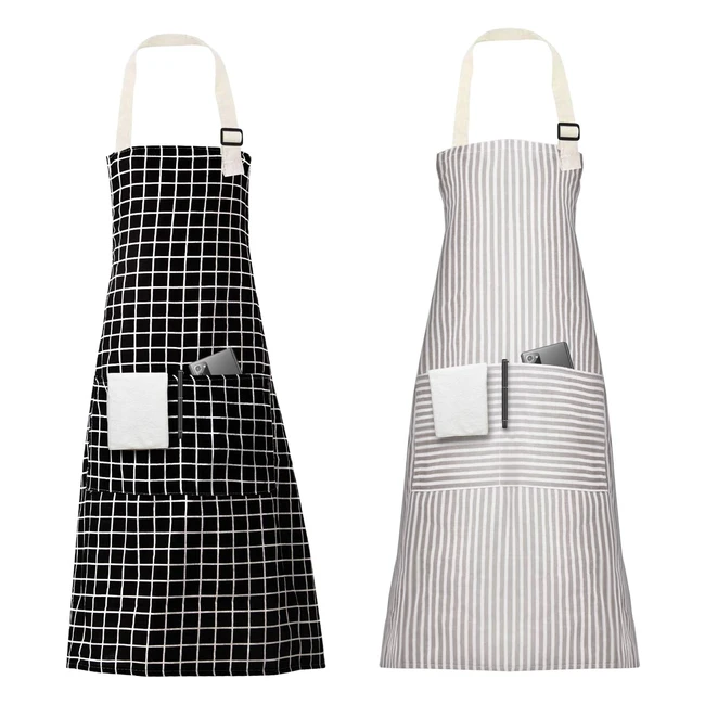 Tabliers de Cuisine Vicloon - 2pcs, Réglables et Étanches, Avec Poches - Pour Hommes et Femmes