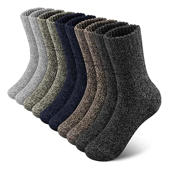 Simiya Merino Wool Socks for Men - 5 Pairs - Winter Thick Hiking Socks - Thermal