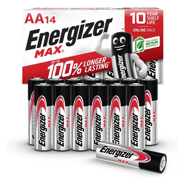 Energizer AA Batteries Max 14 Pack - Long Lasting Alkaline Power