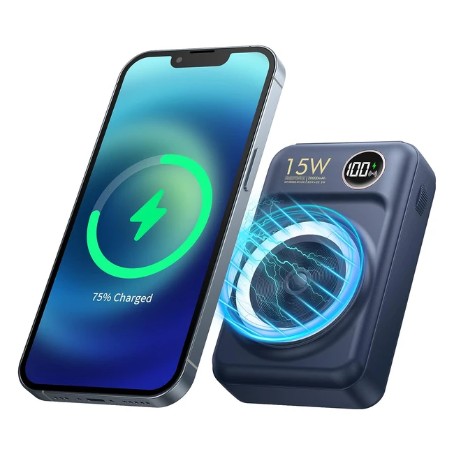 Batterie Externe Magnétique 20000mAh Power Bank - Charge Rapide PD 20W - Compatible avec iPhone 12/13/14/Mini/Pro/Pro Max
