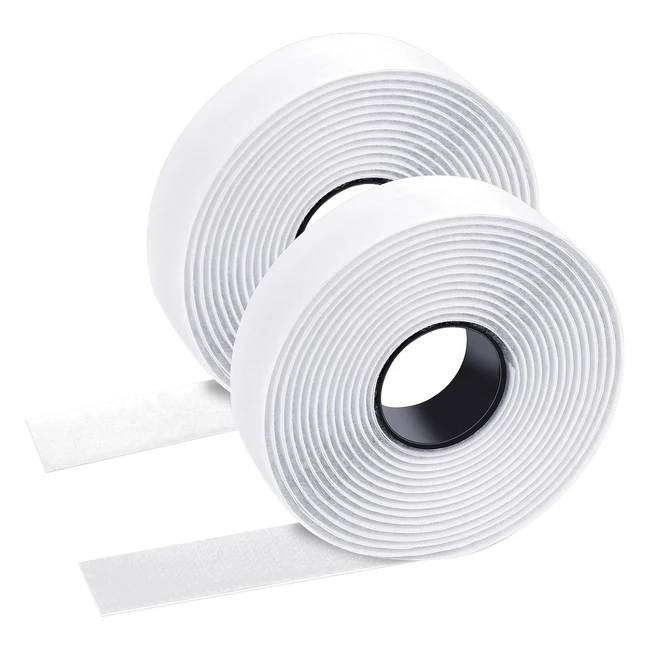 Scratch Autocollant Double Face 2cm x 18m Blanc - Remplace Vis Clous Boutons-p