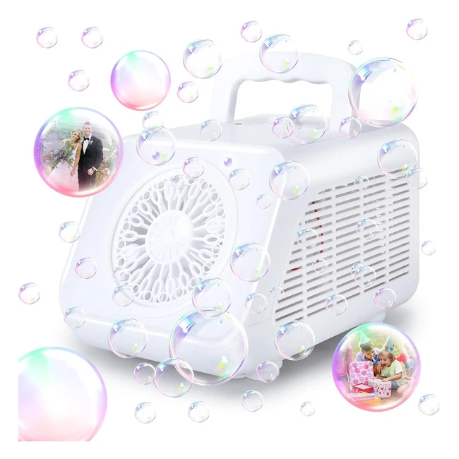 LED Portable Bubble Machine for Kids Parties - 12000 Bubblesmin