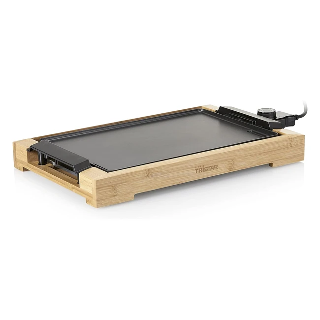 Plancha électrique Tristar BP2786 - 37x25cm - Finition bambou - 2000W