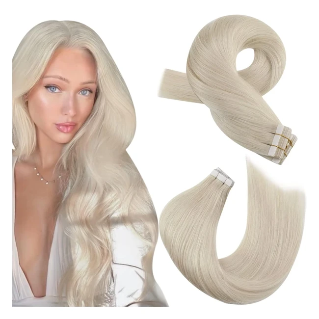 Moresoo Tapein Extensions Echthaar Blond 35 cm Haarverlngerungen Tape in Plati