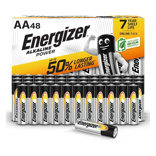 Energizer AA Batteries Alkaline Power 48 Pack - Long Lasting and Reliable - Amazon Exclusive