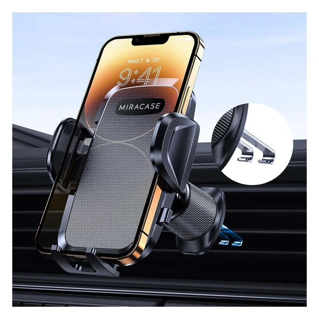 Support téléphone voiture Miracase, crochet double métallique, rotation 360°, mains libres