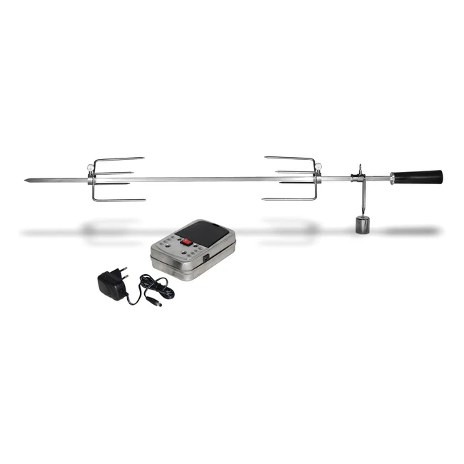 Espetos de Acero Inoxidable para Barbacoas de Gas Boston 3-4 - Set de Pinchos Barbacoa con Motor y Garras de Pollo - ¡Pinchos Giratorios!