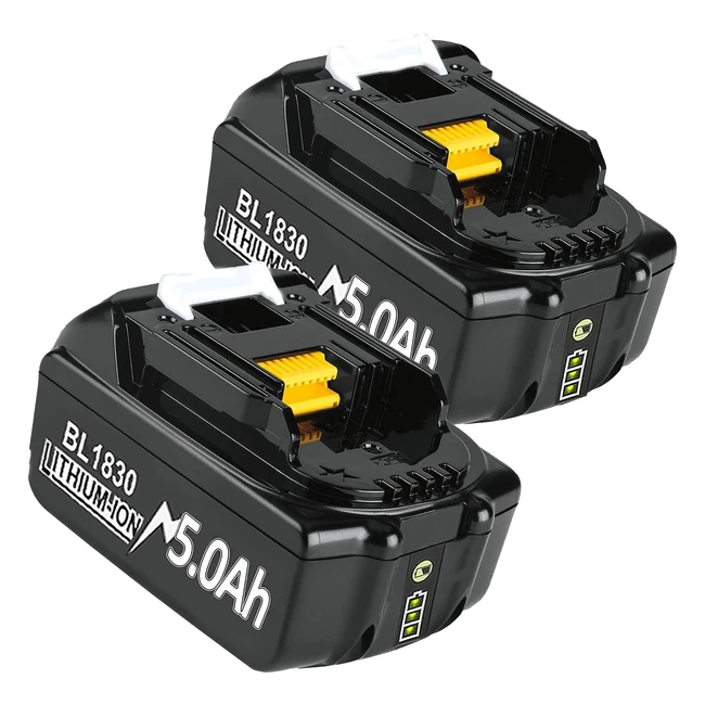 2 Pack 5000mAh BL1850B Li-ion Replacement Battery for Makita 18V - Longer Lasting Power