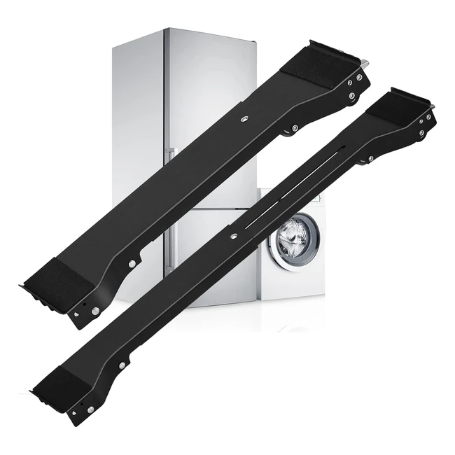 Carrello Lavatrice Regolabile con Ruote - Capacità 300kg - Lunghezza 50-71cm - Nero