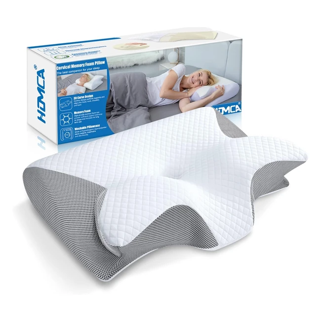 Oreiller Ergonomique Cervical 2 en 1 - Homca - Réf. 1113 - Mousse à Mémoire de Forme - Gris