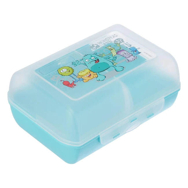 Fiambrera de plástico transparente/turquesa EMSA Variabolo 377582 - ¡Apto para lavavajillas y libre de BPA! ¡Con partición móvil!