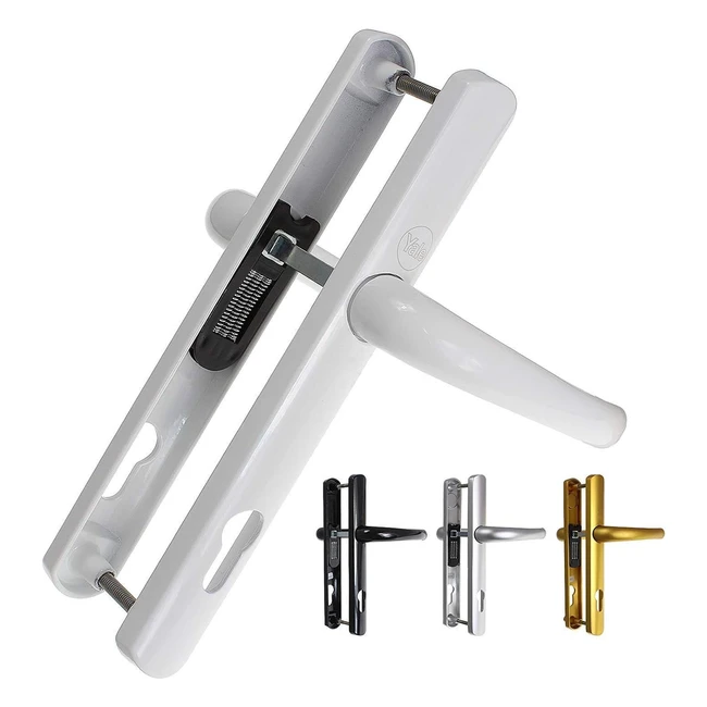 Manija de puerta Yale PY2GSSLLWH - Seguridad estándar - Centro 92mm - Distancia de agujeros de fijación 215mm - Funciona con cilindros y marcos de mortaja - Empaquetado visi
