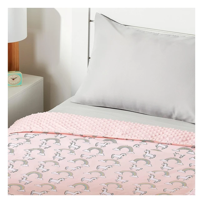 Coperta Ponderata per Bambini Amazon Basics, Rosa con Unicorni, 31 kg, 104x152 cm