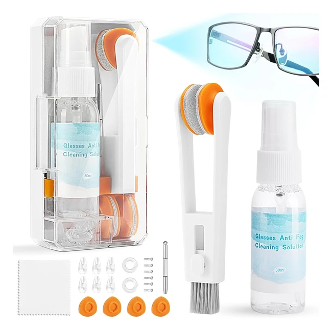 Kit de nettoyant lunettes de vue avec spray anti bue chiffon microfibre cous