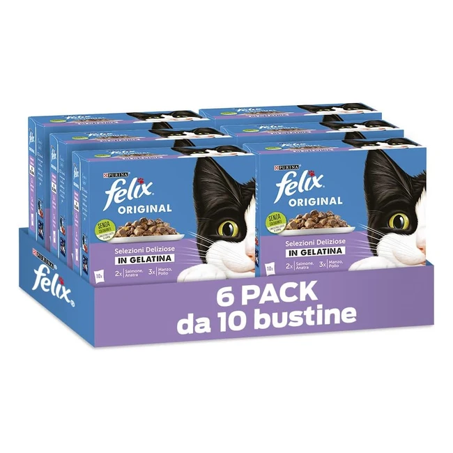 Purina Felix Original in Gelatina per Gatti - 60 Buste da 85g