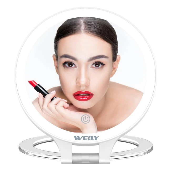 Weily Magnifying Mirror with Lights 10x1x Double Sided Travel Mirror - Rechargeable LED Makeup Mirror for Precise Makeup and Blackhead Removal