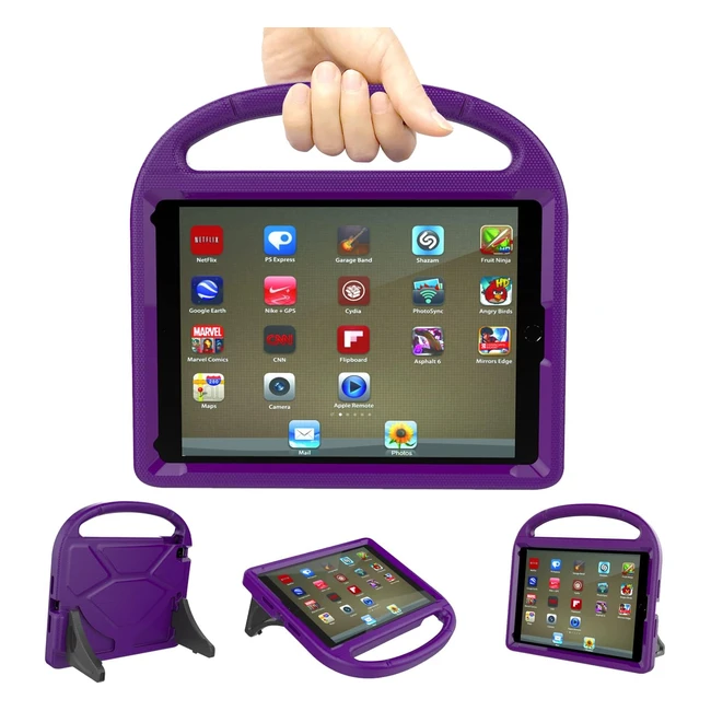 Trendgate Case for New iPad 97 inch - Lightweight Shockproof Kids iPad Cover with Handle and Kickstand - Purple
