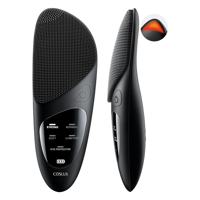 Coslus Spazzola Pulizia Viso Silicone IPX7 Impermeabile - Pulizia Viso 4 Modalità - Protezione Occhi - Vibrante Spazzola Viso per Esfoliazione Massaggio