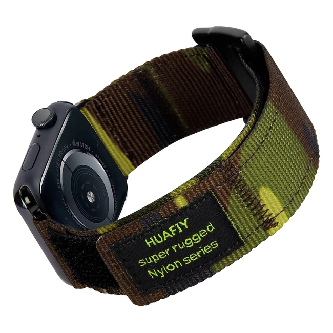 Huafiy - Cinturino Sportivo in Nylon Compatibile con Apple Watch - Serie 7/6/5/4/3/2/1SE - Design Klett - Nero