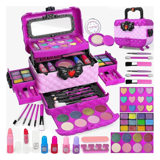 54 pcs Kids Makeup Set - Princess Pretend Play Games Toys - Age 4-12 - Safe & Washable